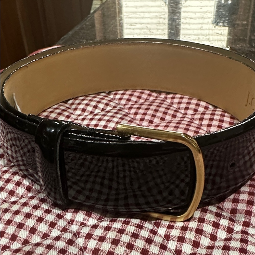 J. Crew Black Patent Leather Belt 31” x 1 1/2”